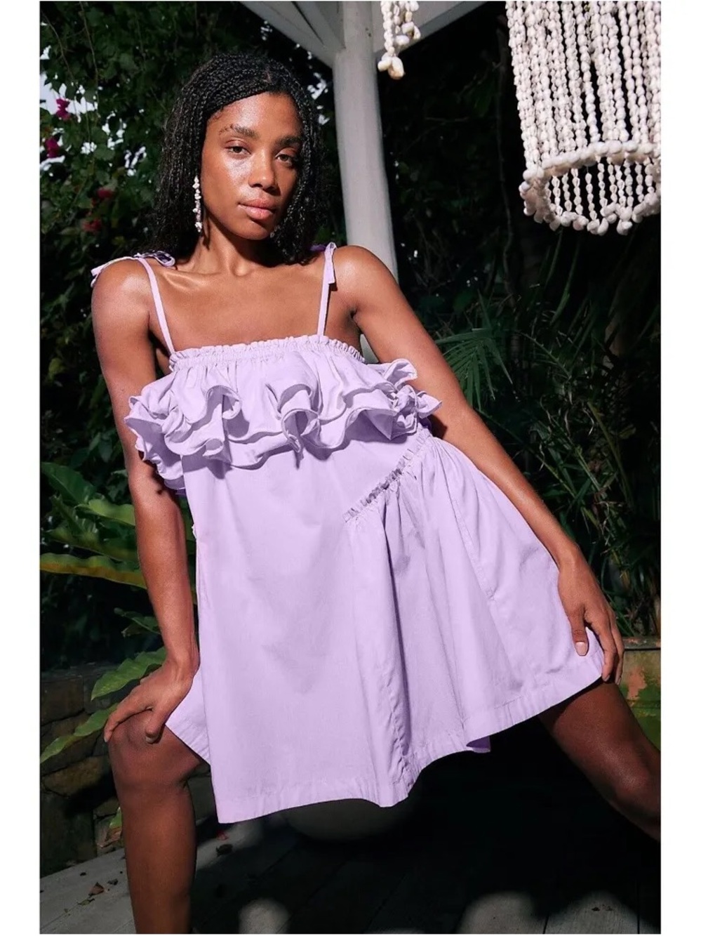 Free People Lavender Ruffle Mini Dress